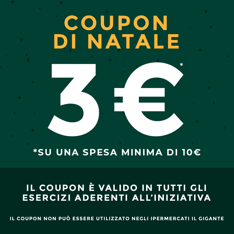 coupon di natale 3 euro il gigante centri commerciali 