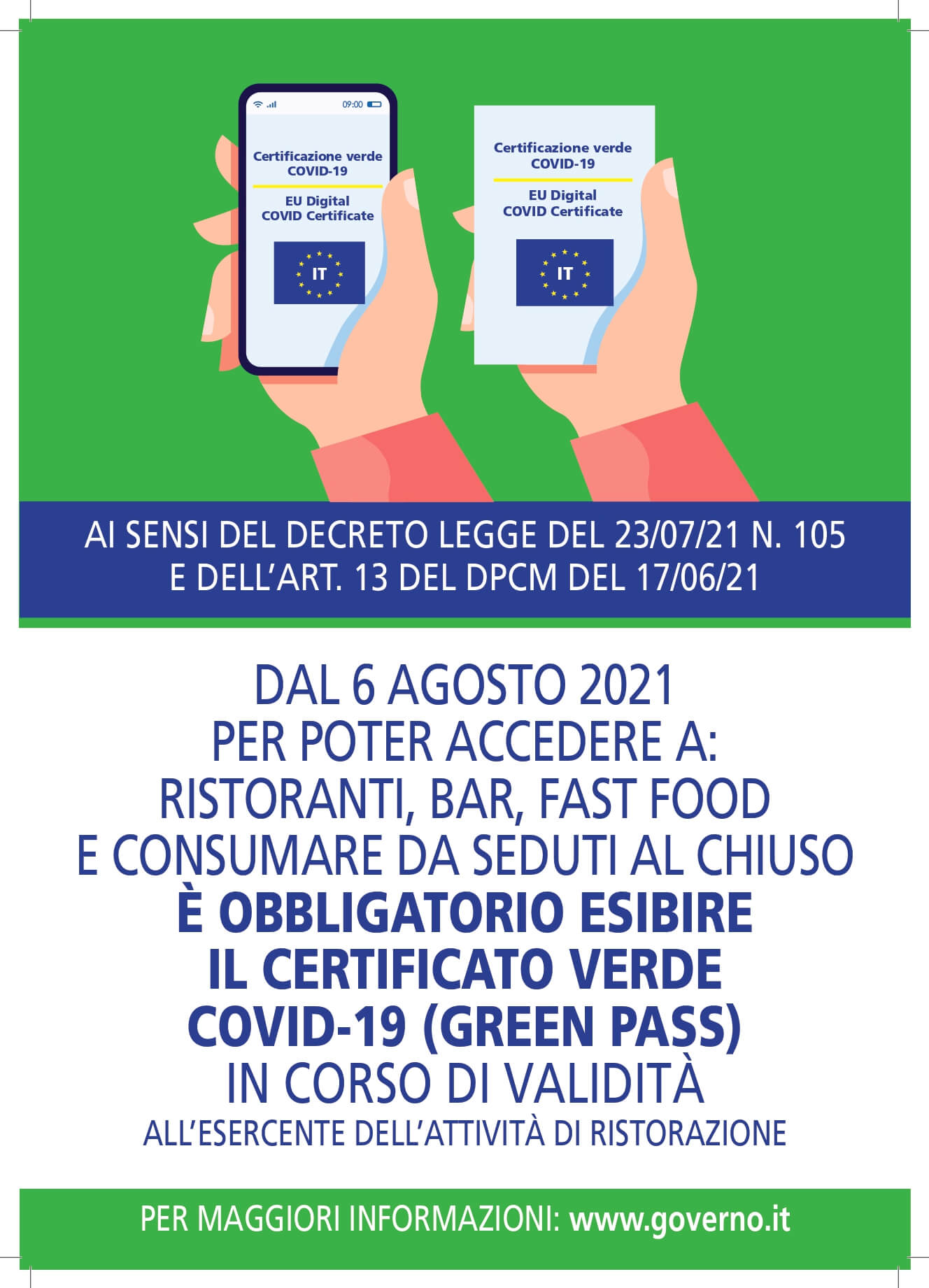 il gigante centri commerciali avviso green pass ristorazione