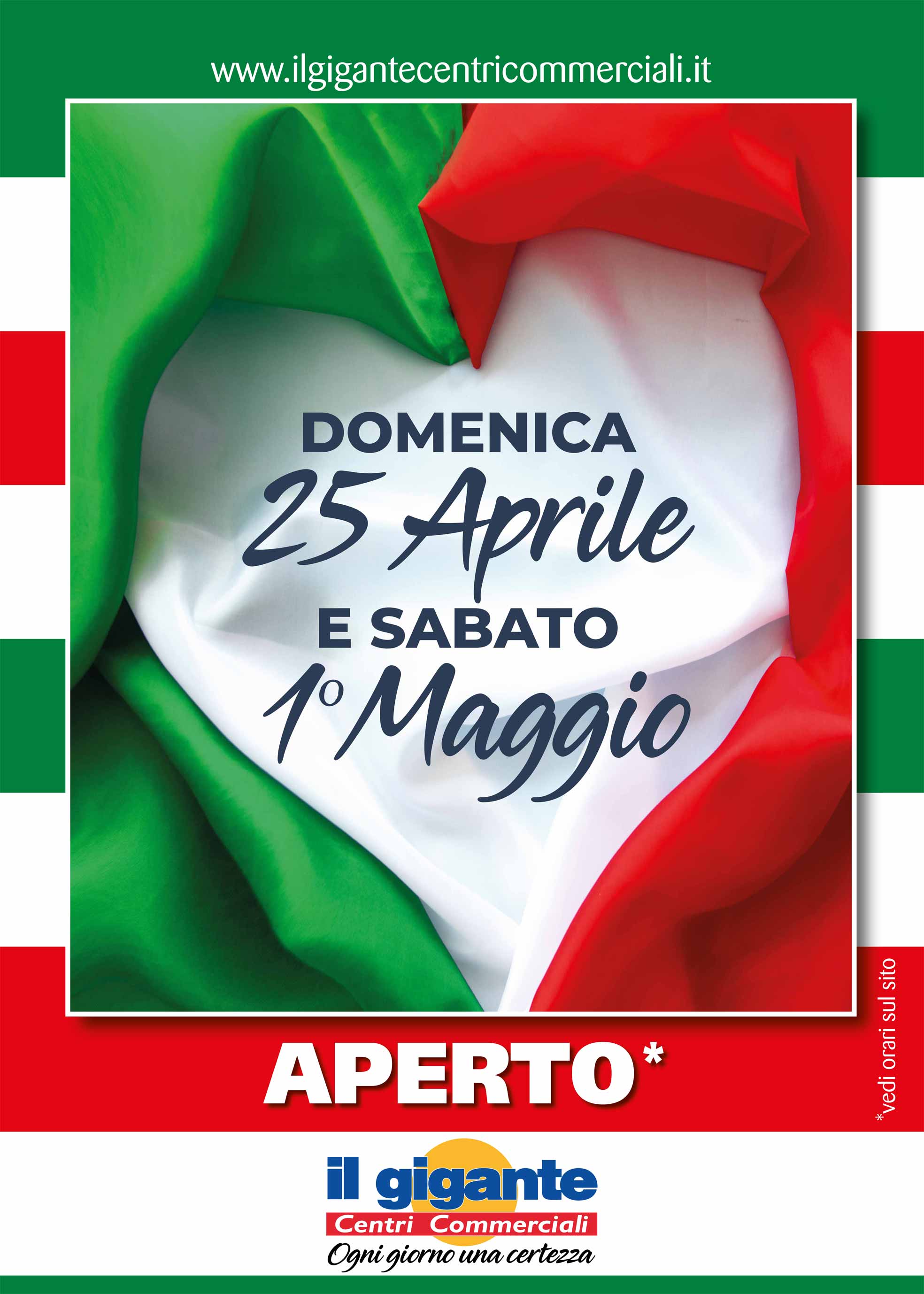 il gigante centri commerciali 25 aprile e 1 maggio