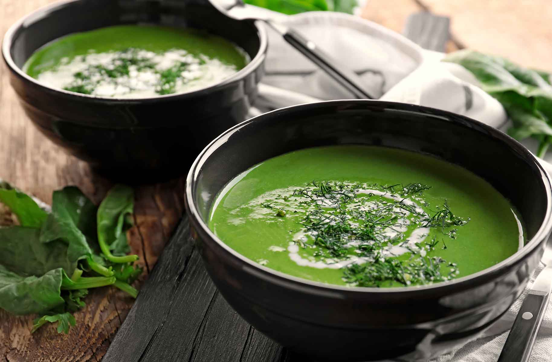 zuppa light broccoli e spinaci